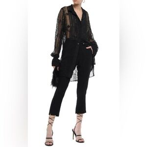 Ann Demeulemeester High-rise Straight  Cropped Loose Fit Jacquard Pants